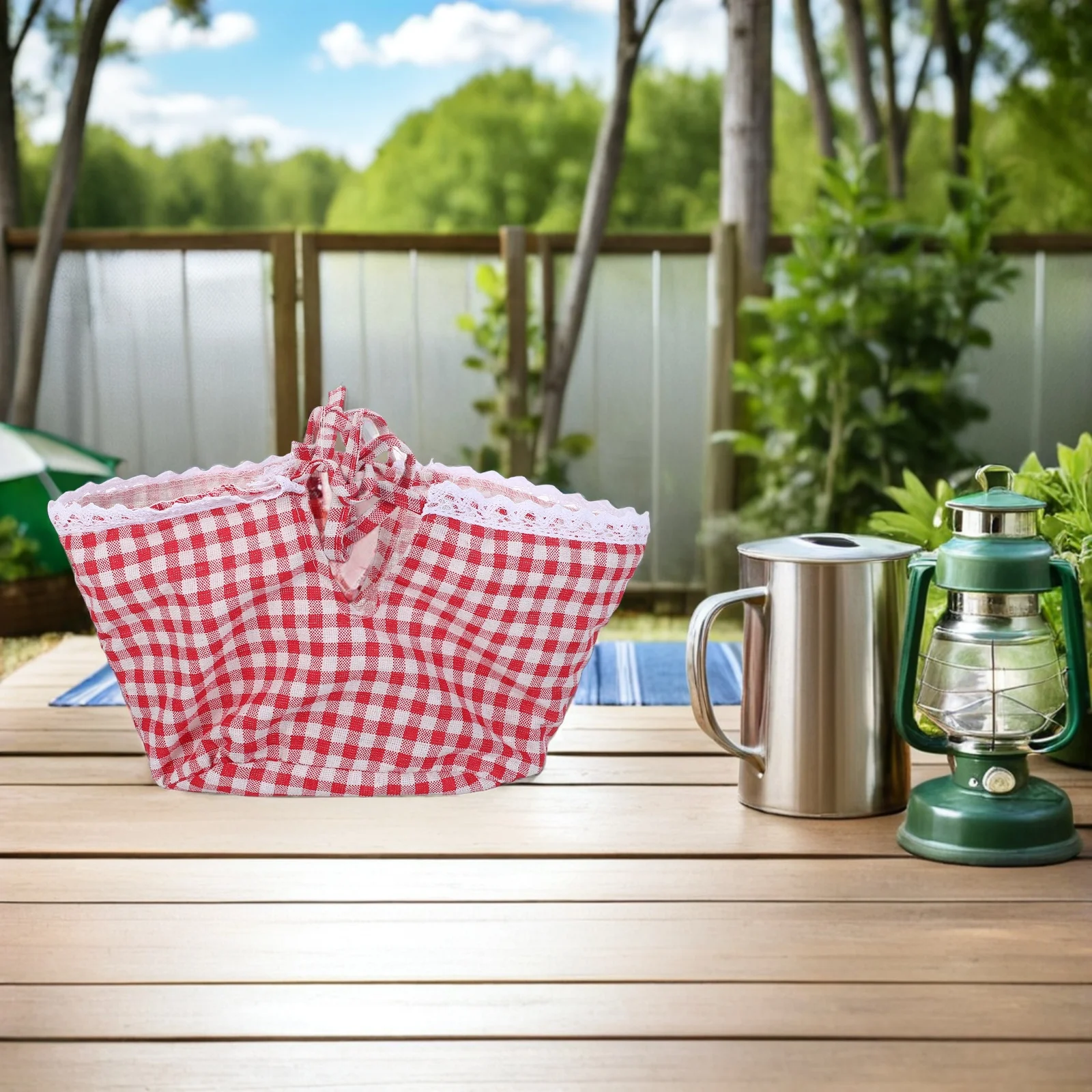 

2pcs Red Plaid Washable Fabric Liner For Rattan Wicker Basket Insert Farmhouse Picnic Storage Basket Liner Replacement