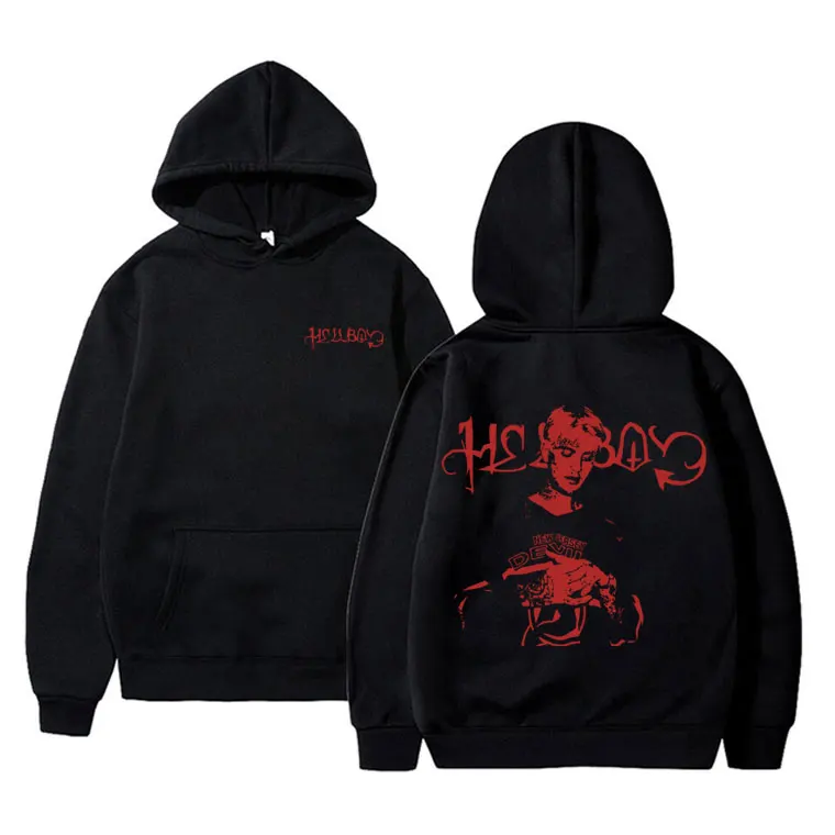 

Rapper Lil Peep Crybaby Hellboy Graphic Hoodie Men Women Clothing Hip Hop Oversized Sweatshirt Men's Casual Long Sleeve Hoodies