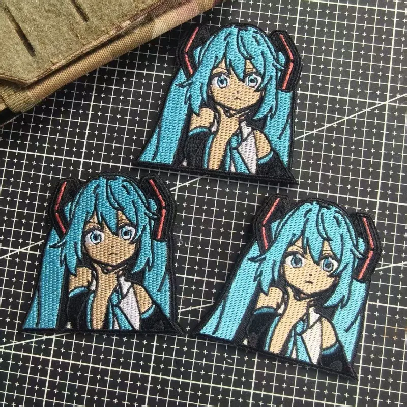 

Hatsune Miku Anime Peripheral Kawaii MIKU Embroidery Velcro Cartoon Back Packaging Decoration Bamboo Cloth Sticker Holiday Gift