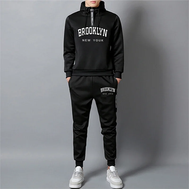 Hoodie Jogging Sweatshirts for Men Commuting Attire Sportswear Man Sports Sweatsuit Set Fashion Men\'s Clothing Daily Half Zipper