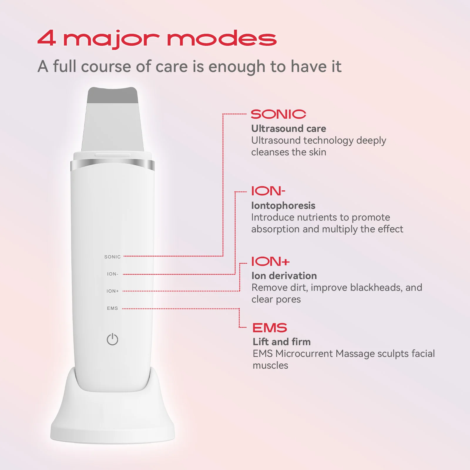 MAXGROOM بالموجات فوق الصوتية الجلد الغسيل تقشير الوجه بالموجات فوق الصوتية EMS شد الوجه الأحمر الأزرق العناية بالبشرة المسام آلة التطهير العميق #2