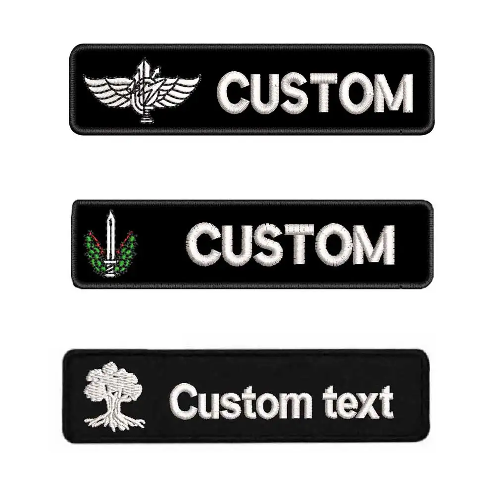 Custom Flag Name Tags Patch Embroidered Iron on Hook Backing