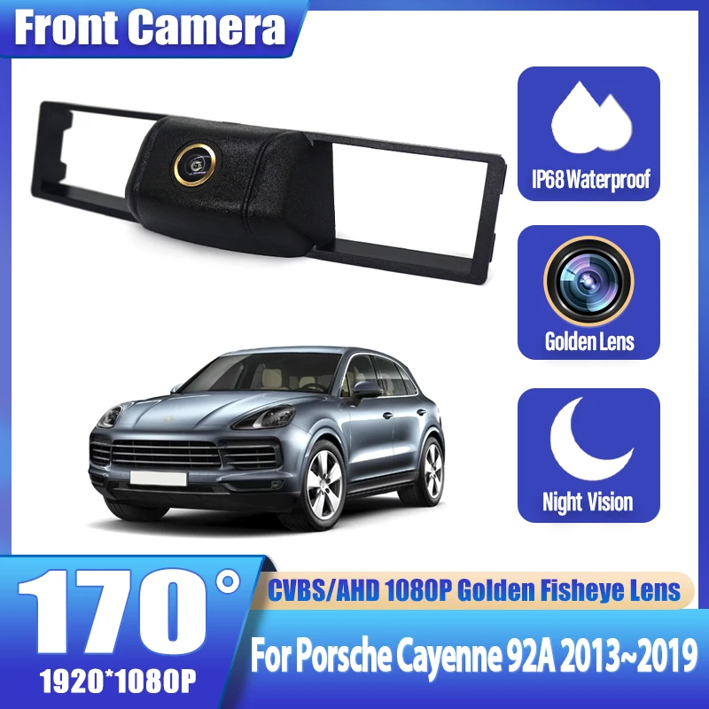 HD CCD AHD 1080P 170° Car Front View Camera For Porsche Cayenne 92A 2013~2019 Fisheye Lens Night Vision Positive Parking Camera