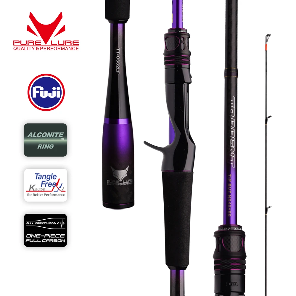 

PURELURE Purple TORRENT Fishing Rod 1.98m 2.03m 2.13m 2.18m 2.43m L/ML/M/MH Fuji Guide Ring Toray 30T+40T Carbon Cloth Bass Fish