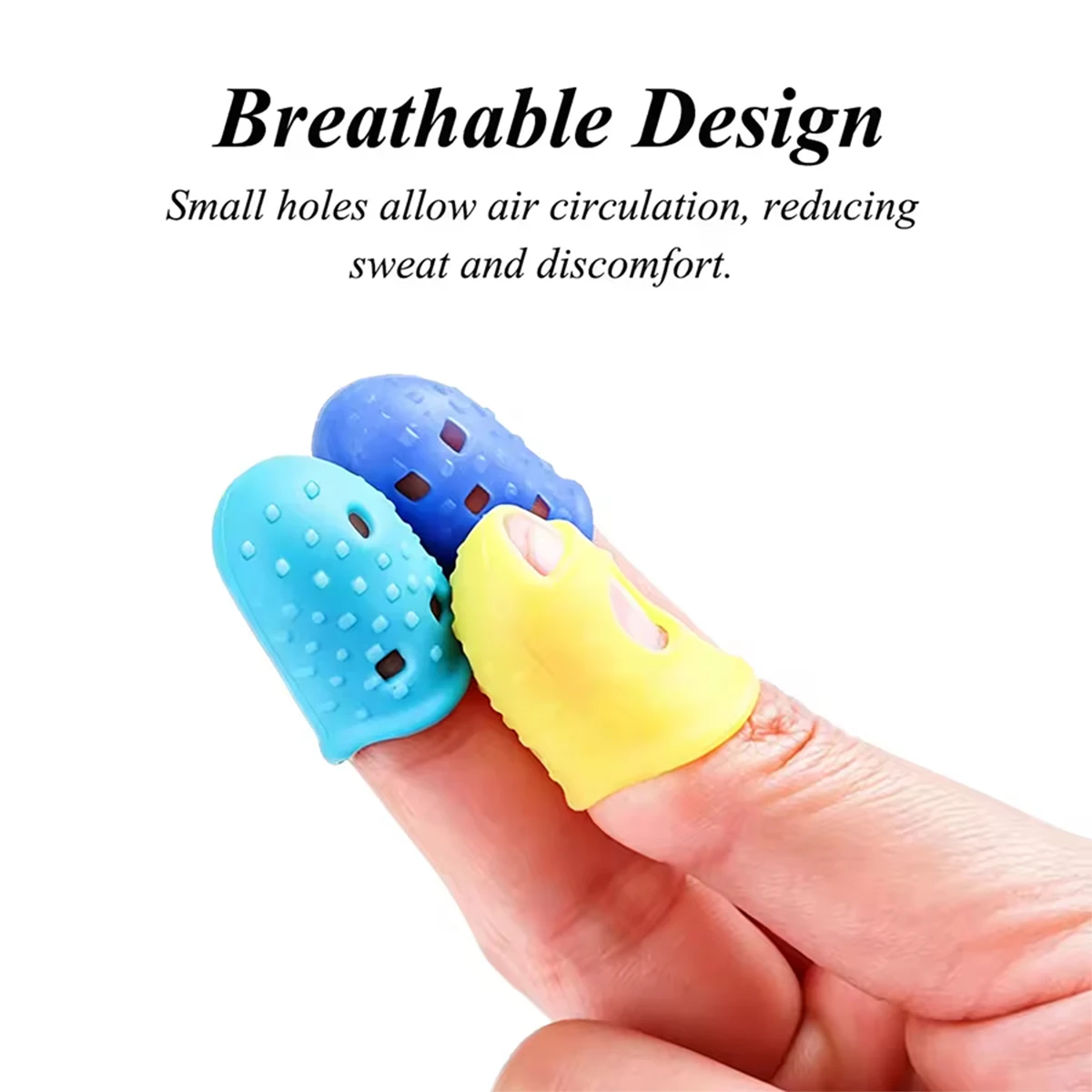 5pcs Random Color mixing Multifunctional Silicone Thimbles Hollowed Out Breathable Protective Finger Sleeve DIY Accessory﻿