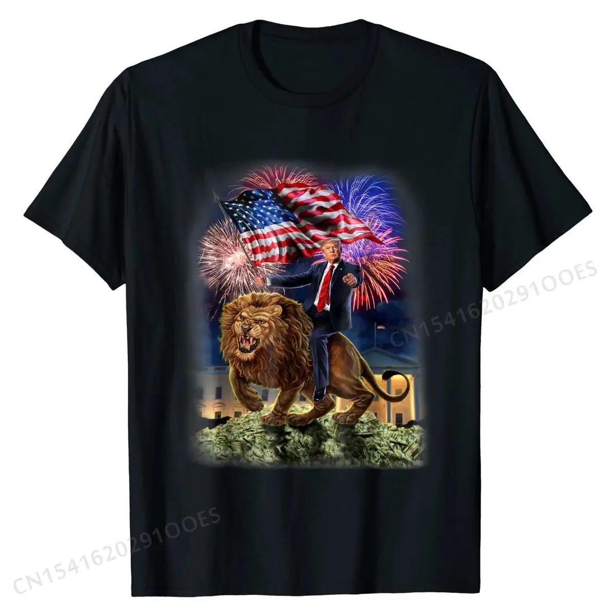 T-Shirt - Republican President Donald Trump Riding War Lion Summer Tops Shirts Cotton Men T Shirt Summer Special