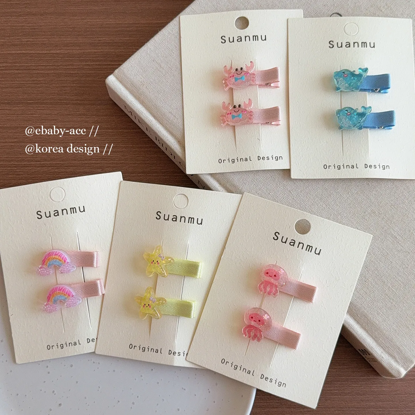 Hair Clips Fabric Covered Cartoon Forehead Bangs Barrettes Lovely Sweet Colorful Soft Grip for Toddler Girls Daily Party Travel