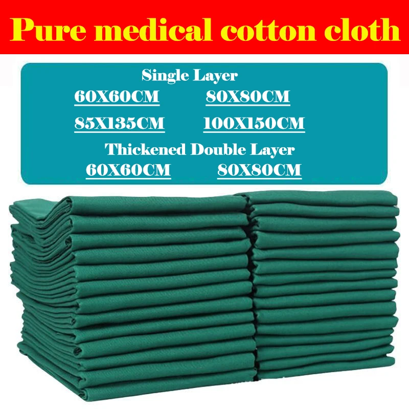 Dental Oral Surgery Hole Towel Dark Green Cotton Cloth Sterilizable Square Surgical Drape for Dental Procedures