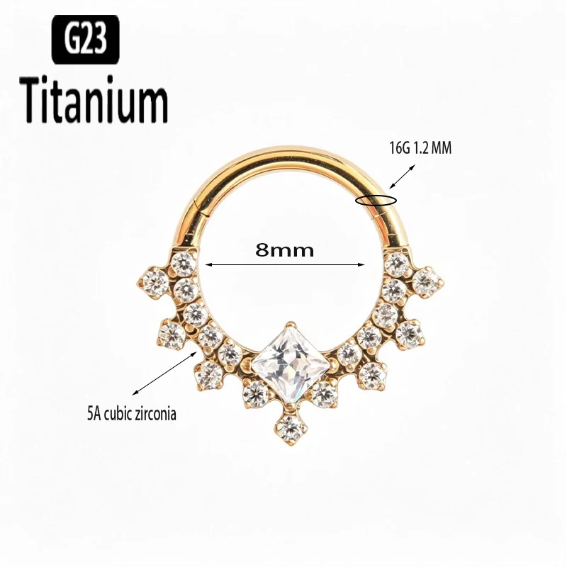 G23 Titanium High Quality Plane CZ Septum Hoops Piercing Clicker Nose Rings Segment Tragus Cartilage Daith Earrings Body Jewelry - view 2