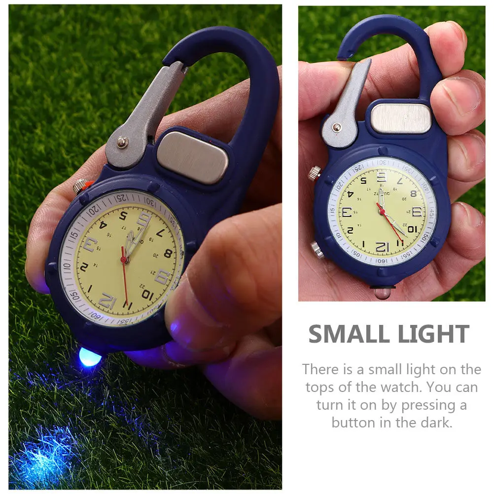 

Portable Climbing Buckle Watch LED Clip-on Pocket Watch Luminous Hiking Camping Waterproof Multi-Use Timepiece