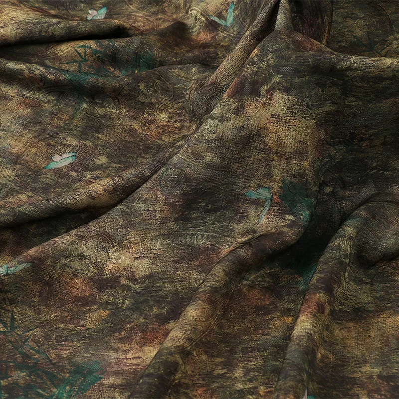 

Emerald Butterfly Floral Jacquard Silk Satin Fabric for Hanfu Cheongsam Dress Spring Summer Chinese Traditional Textile