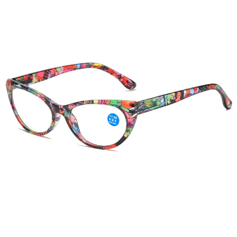 Rhaegal, gafas de presbicia con bloqueo de luz azul y ojo de gato Floral Vintage para mujeres y hombres, gafas de lectura de moda de estilo bohemio