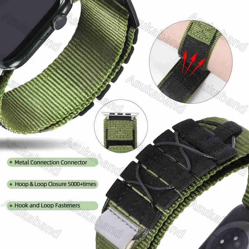 Correa de nailon para Apple Watch, banda de nailon para IWatch 3, 5, SE, 6, 7, 8, Ultra, de 49mm, 45mm, 41mm, 44mm, 40mm, 38mm