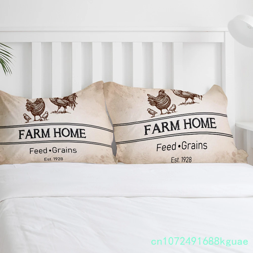 Vintage Farm Animal Chicken Retro Duvet Cover With Pillow Case Custom 3pcs Bedding Set Quilt Cover Double Bed Home Textile 6