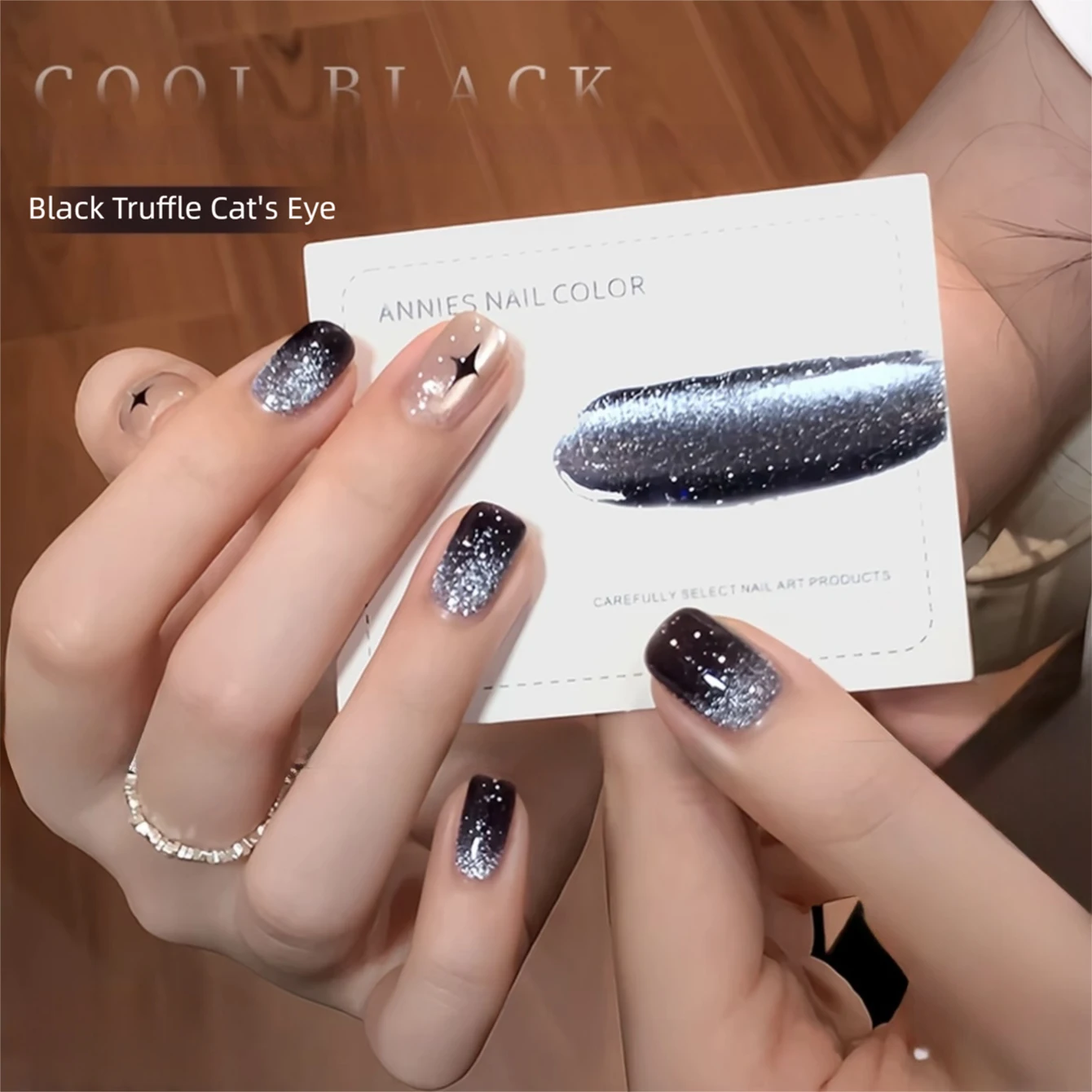 10ML 1 Stück Schwarzer Nagel-Aufheller Super Flash Black Diamond Glasperlen Magnet Katzenauge Gel-Nagellack