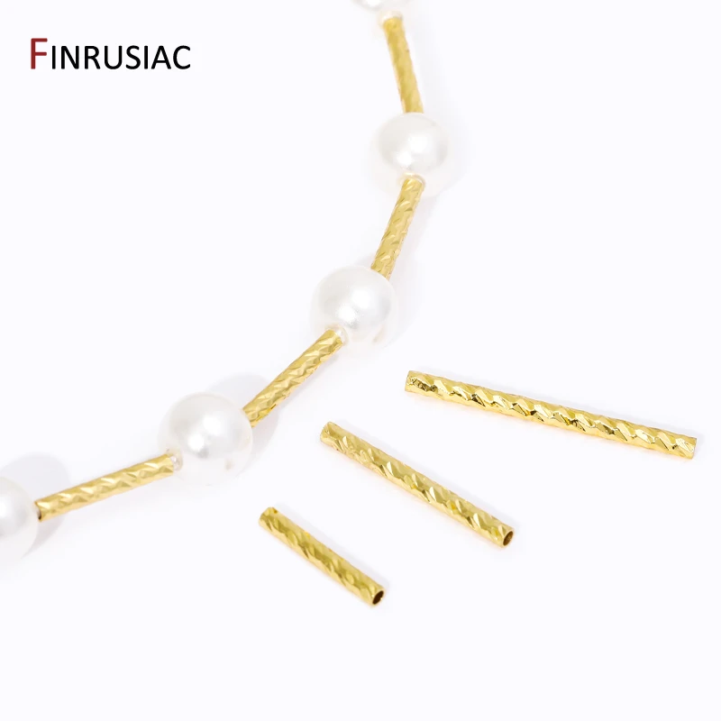 

14/18K Gold Plated Brass Straight Long Tube Beads,10/15/20mm Stripe Tube Spacer Beads For DIY Bracelet Necklace Making Supplies
