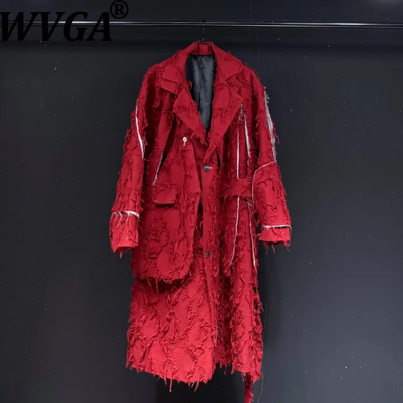 

WVGA осень-зима новые мужские модные блейзеры с отложным воротником и бахромой, нишевые шикарные повседневные длинные куртки Ins W15465