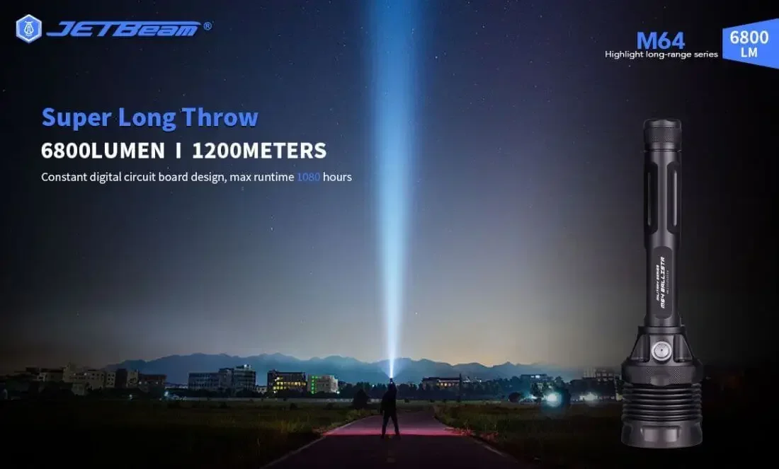 Jetbeam M64 6800 Lumens Ultra Long Range LED Flashlight 1200m Outdoor Adventure Flashlights Big Torch