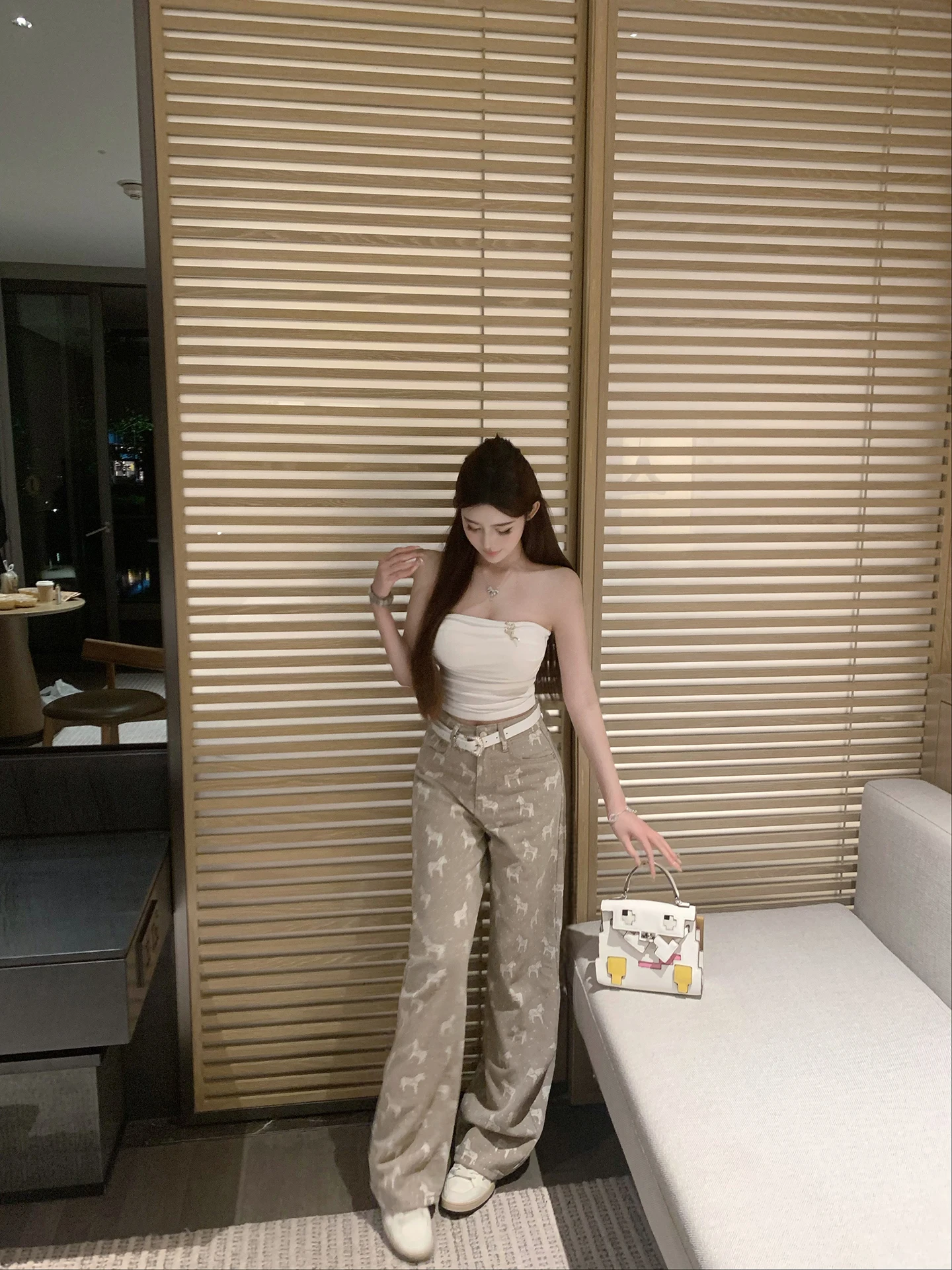 

Luna 326 New Casual Wide Leg Jeans Pattern High Waist Zipper Closure Spring Season Ladies Denim Pants