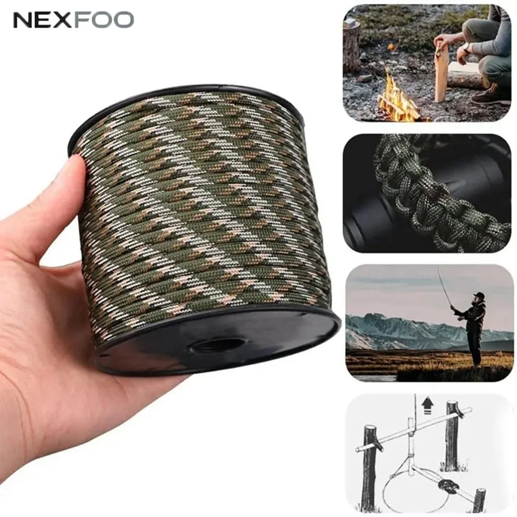 

Multifunctional 50M Survival Rope 9 Strand Nylon Lanyard Heavy Duty Parachute Cord for Outdoor Camping Gear Keychain Backpack