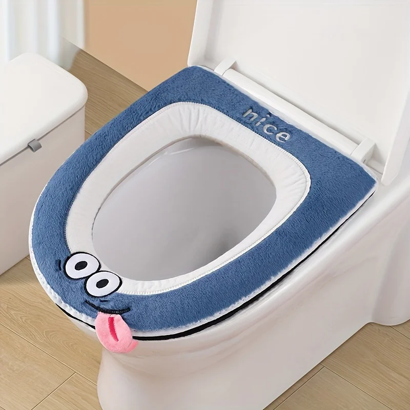 1pc Toilet seat cover, new style for autumn and winter, high-quality and thick, suitable for home use and providing good warmth
