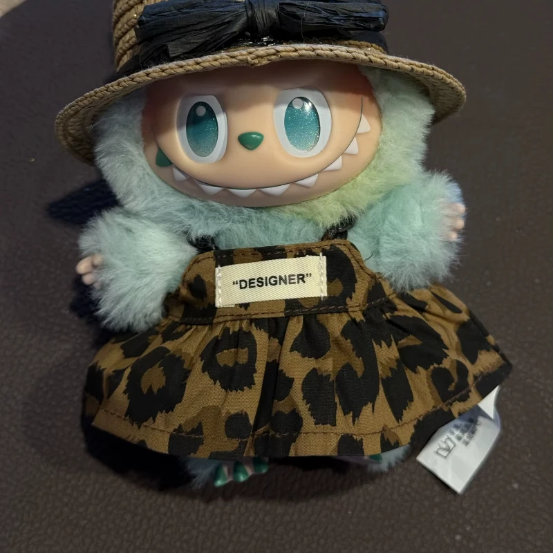 Ropa para muñeca Labubu, accesorios para muñeca Labubu V1 V2 de 15-17cm y ropa de vestido con estampado de leopardo de muñeca de algodón de 10cm