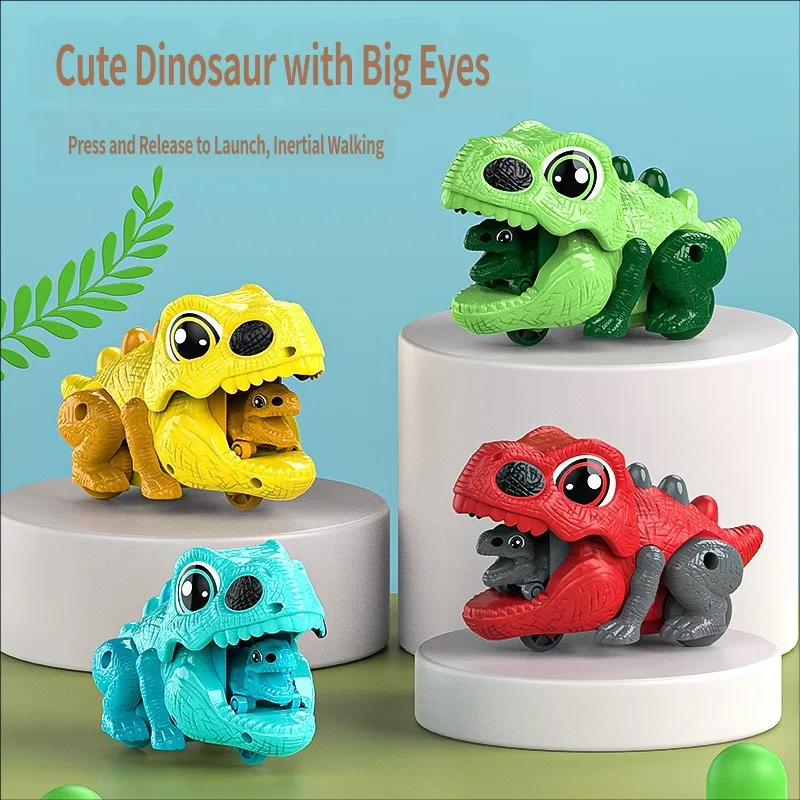 

Cute Pet Inertia Press Ejection Car Children's Launch Car Dinosaur Simulation Walking Car Kids Mini Vehicle Toy Interative Game