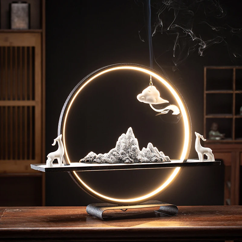 Zen-Style Decorative Ornaments With A Dry Landscape Design, Featuring Deer, For Living , Entrance Hall, Tea Room, Tabletop,