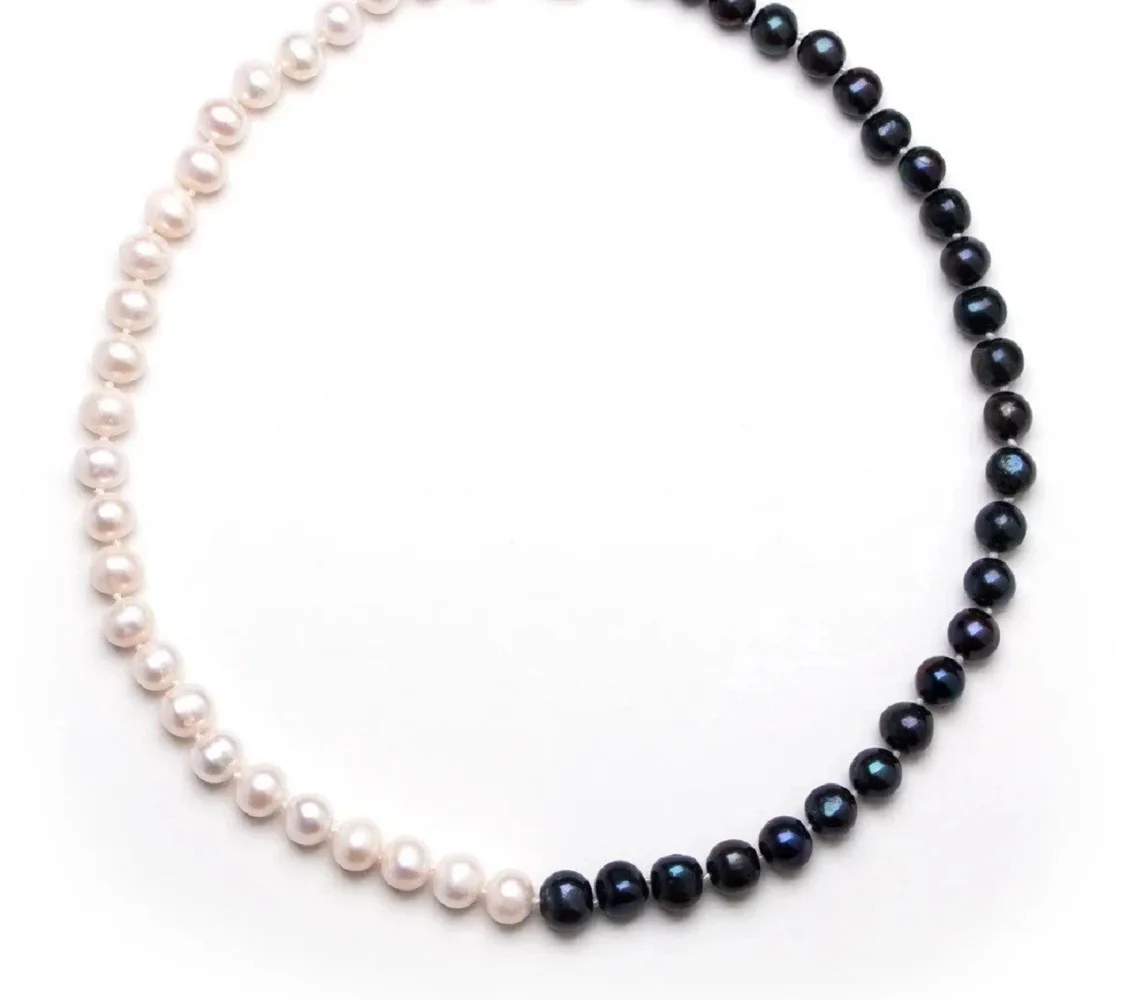 

Натуральное колье AAA8-9 мм с жемчугом Южного моря, белое/черное колье, золото 18 дюймов, 14 карат
