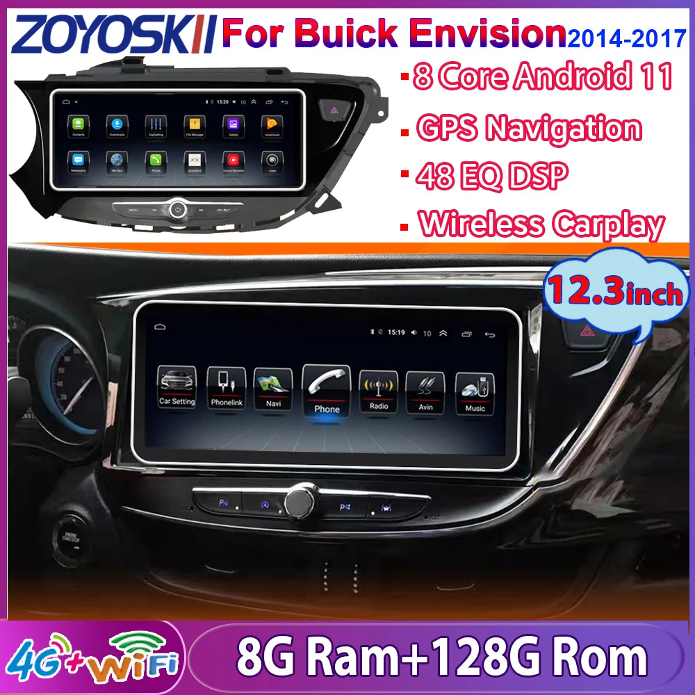 

12.3 inch CAR Android 8G 128G Radio GPS Navigation player for Buick Envision 2014-2021 WIFI 4G Carplay audio video no DVD