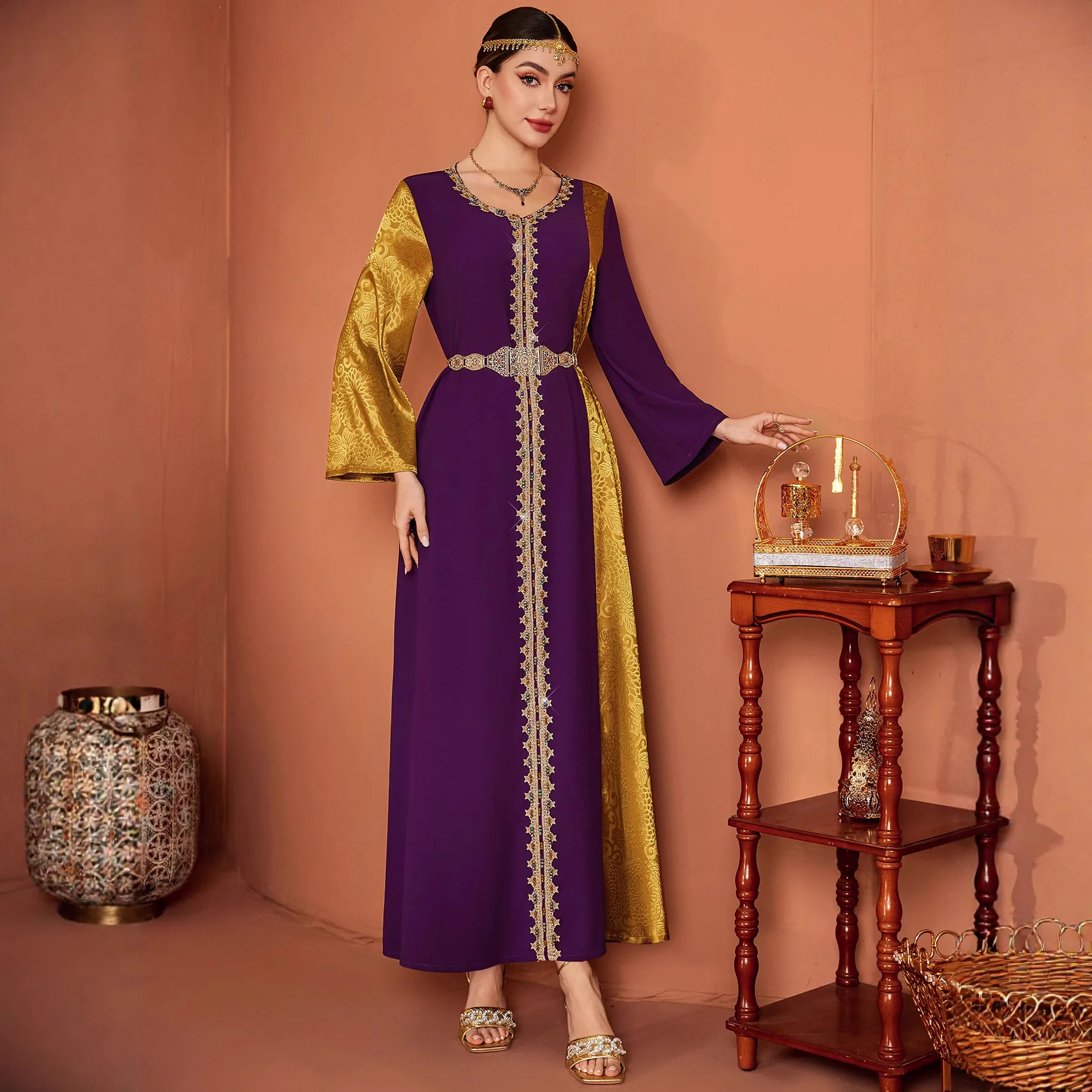 

Изысканное женское платье Абайя для Ид, с кружевной отделкой, ручной вышивкой бриллиантами, мусульманское длинное вечернее платье, Вестидос Лагос, Рамадан, Джалабия