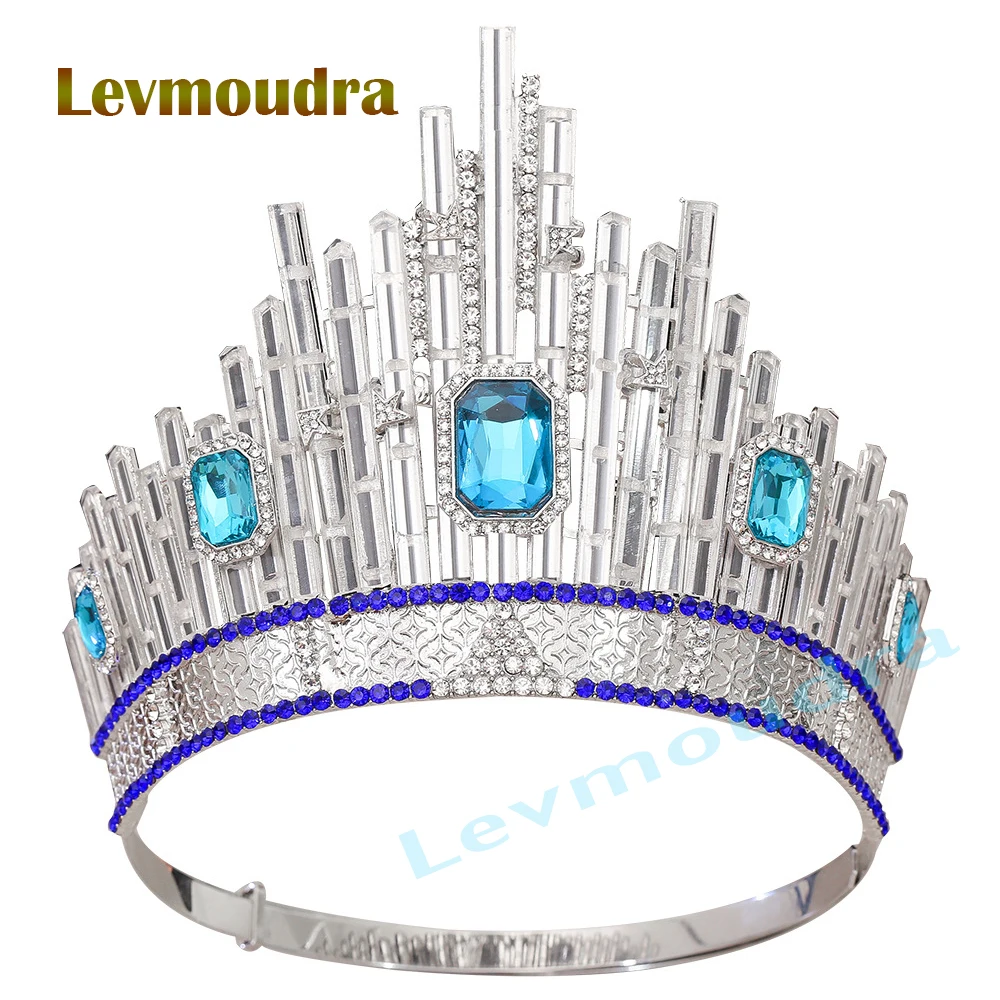 Levmoudra Miss Universe DIC Adjustable Crown Crystal Crown Rhinestone Princess Pageant Diadem Wedding Hair Accessories Tiaras Je