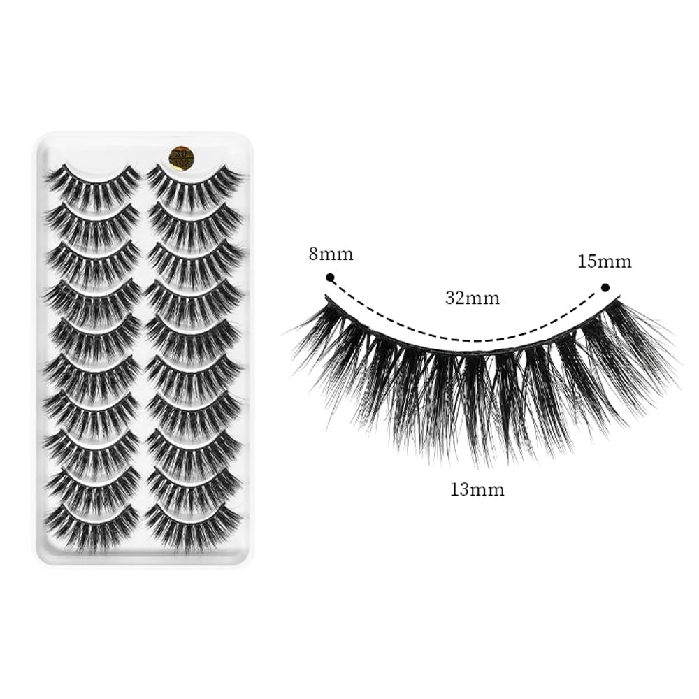 10 paires 3D doux vison cheveux Faux cils vaporeux moelleux épais longs Faux cils effet multicouche doux maquillage cils