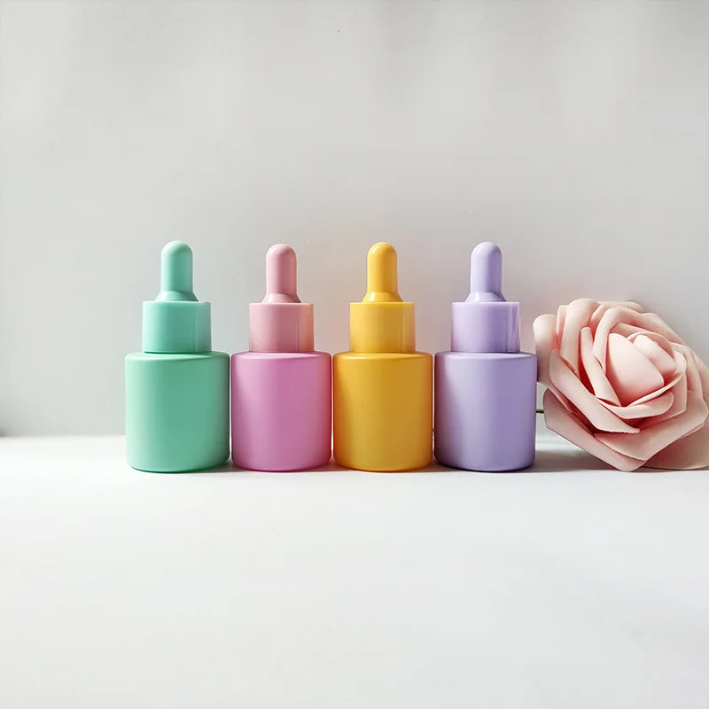 30pcs 20ml Empty Macarons Glass Essential Oil Serum Dropper Bottle Women Perfume Cosmetic Refill Container Travel Accessories