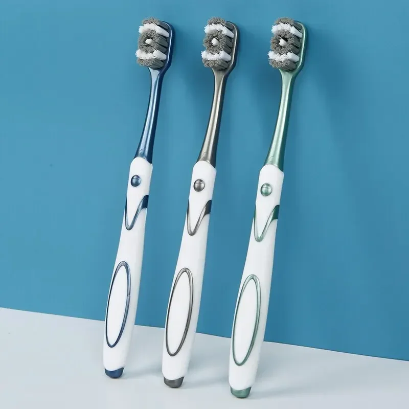 Limpieza de boca entera 360, cepillo de dientes para hombres, cepillo de dientes de cerdas medianas y duras para adultos, excelente efecto de limpieza, blanqueamiento dental (6 Pac