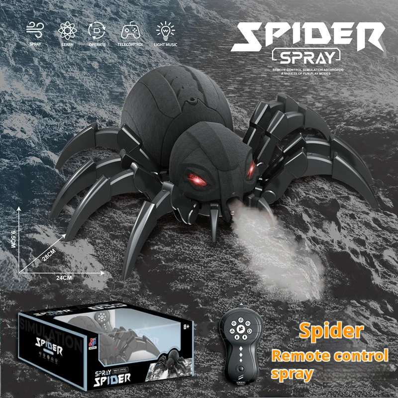 RC Spider Robot Giocattoli ragno telecomandati con spray/luce/regali musicali per ragazzi di 6-12 anni Giocattoli di Pasqua di Halloween per bambini