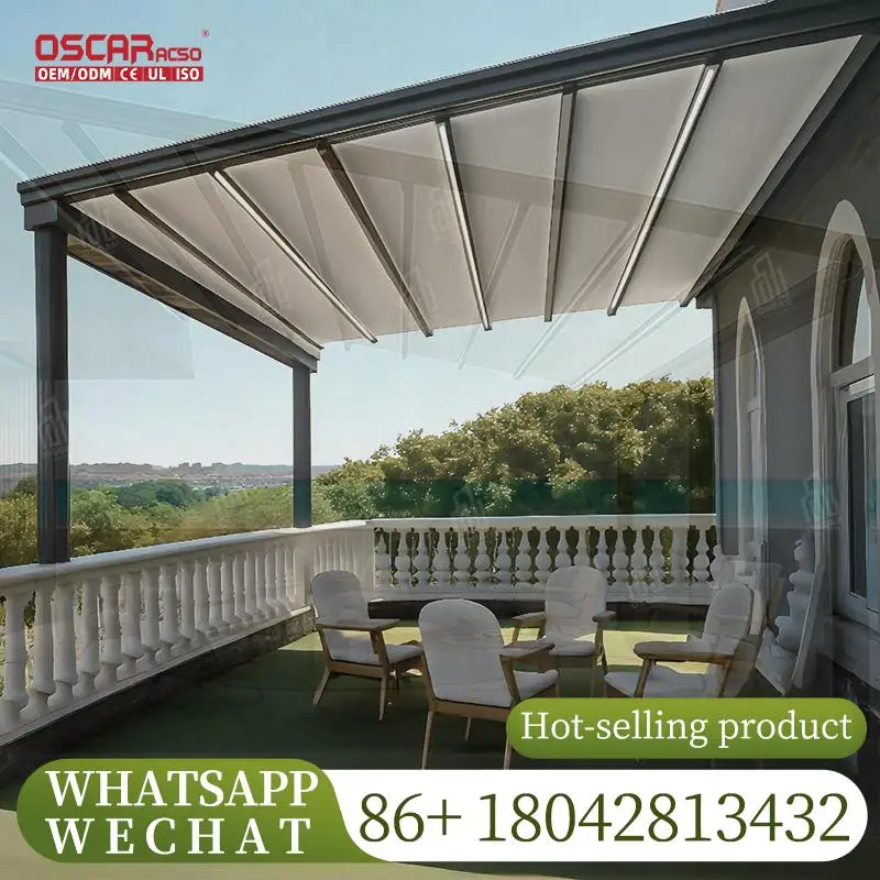 

Motorized Adjustable Aluminum Folding Outdoor Balcony Retractable Waterproof PVC Pergolas for Garden Patio Terrace Retractable C