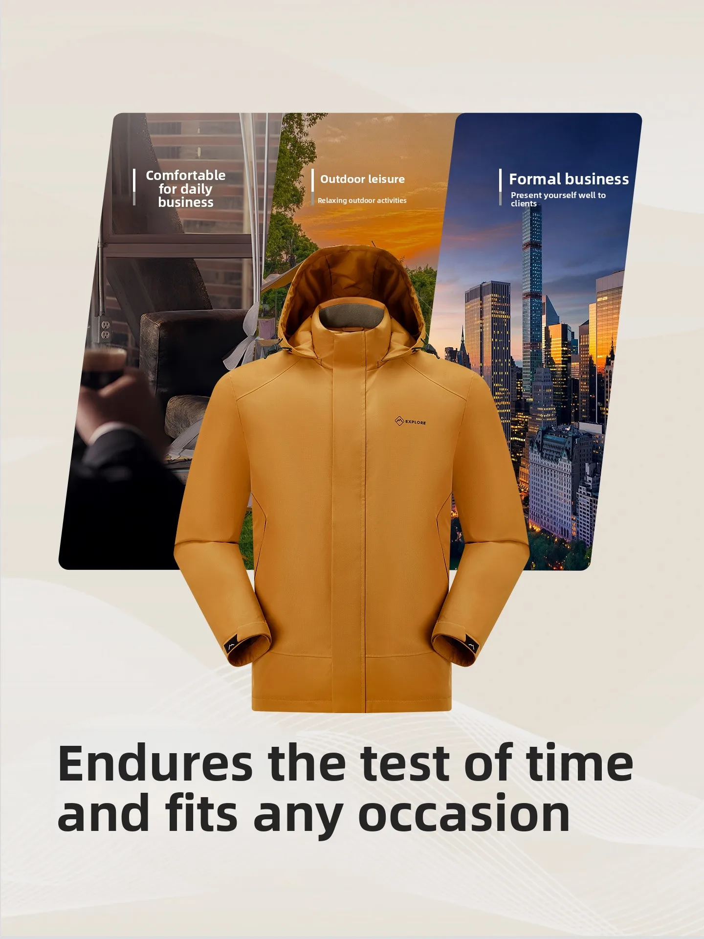Hodo Men's Outdoor Warm Cotton Jacket Winter Hat Integrated Stylish Casual Style Standard Version Polyester Fiber Long Sleeve...