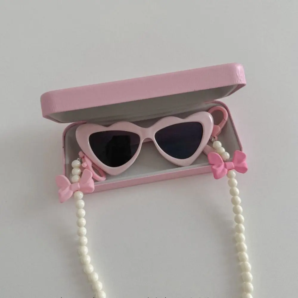 3Pcs/Set Spring Summer Kids Love Shape Glasses Kawaii Fashion Sunscreen Eyeglasses Beach Sun Glasses with Eyeglass Chains