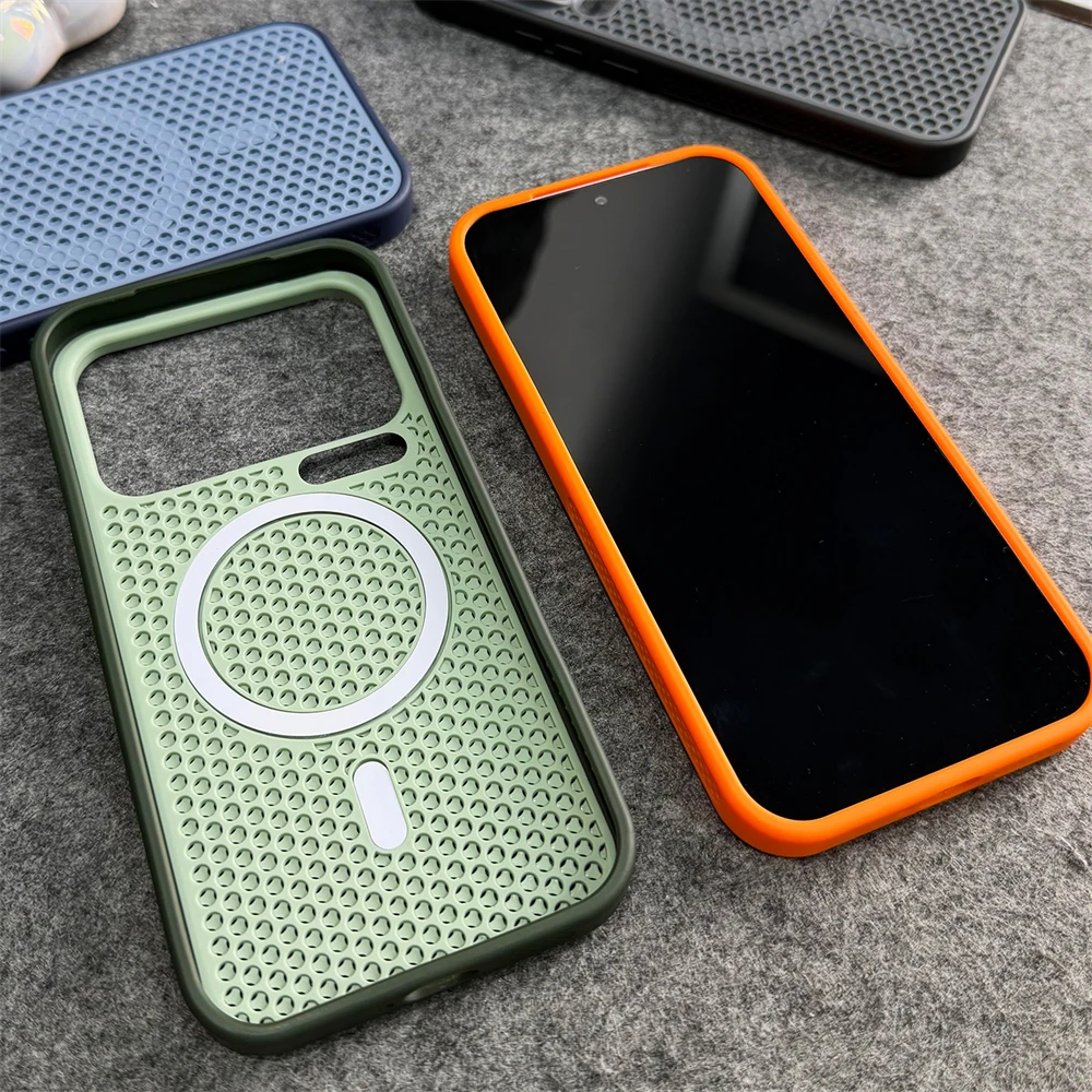 Dla Xiaomi Mi 17 Pro Max POCO F9 F8 F7 Ultra 15 14 13 Magnetyczne etui z chłodzeniem w formie plastra miodu, bezprzewodowym ładowaniem, oddychającą osłoną i ramką ochronną. — zdjęcie produktu 5