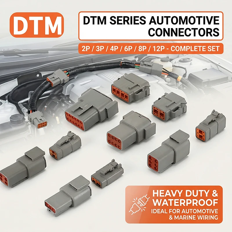 Deutsch DTM Waterproof Connector Kit – 2/3/4/6/8/12 Pin Male Female Housing Set with Terminals (DTM04-2P DTM06-3S DTM04-4P)