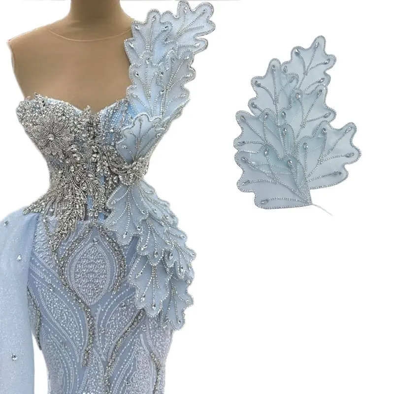 

new arrivals unique big diamond 3D wire rhinestone mermaid wedding dress appliques for Bridesmaid Dress