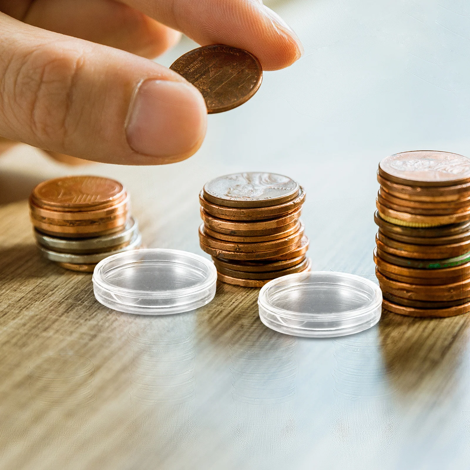 1 مجموعة 1 مجموعة 25 مللي متر عملة كبسولات صندوق تخزين من البلاستيك الشفافية عالية حامي الحال بالنسبة لهواة جمع خفيفة الوزن المنظم #6