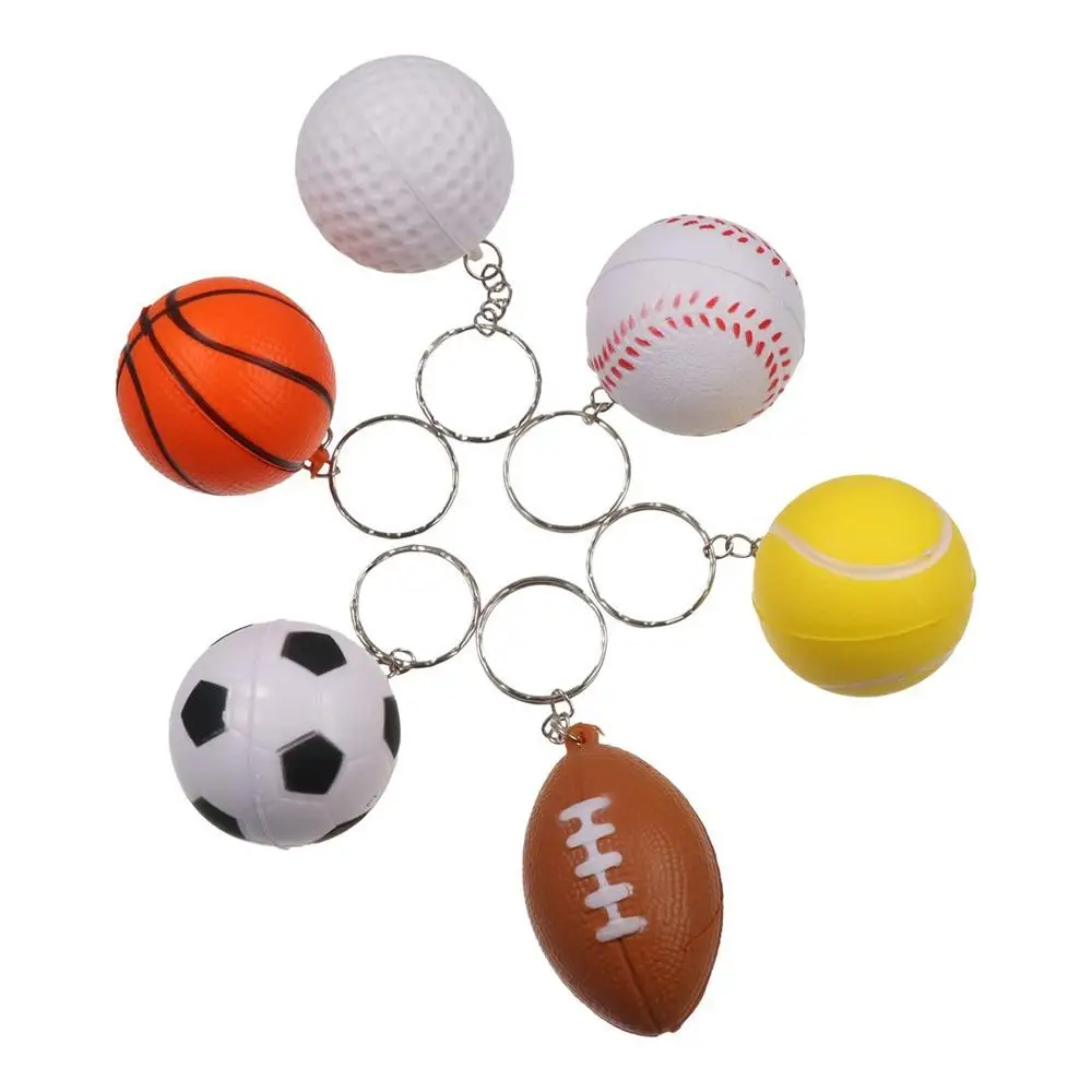 PU Leather Basketball Ball Keychains Football Golf Simulation Soccer Keychain Creative Funny Football Pendant Birthday Gifts