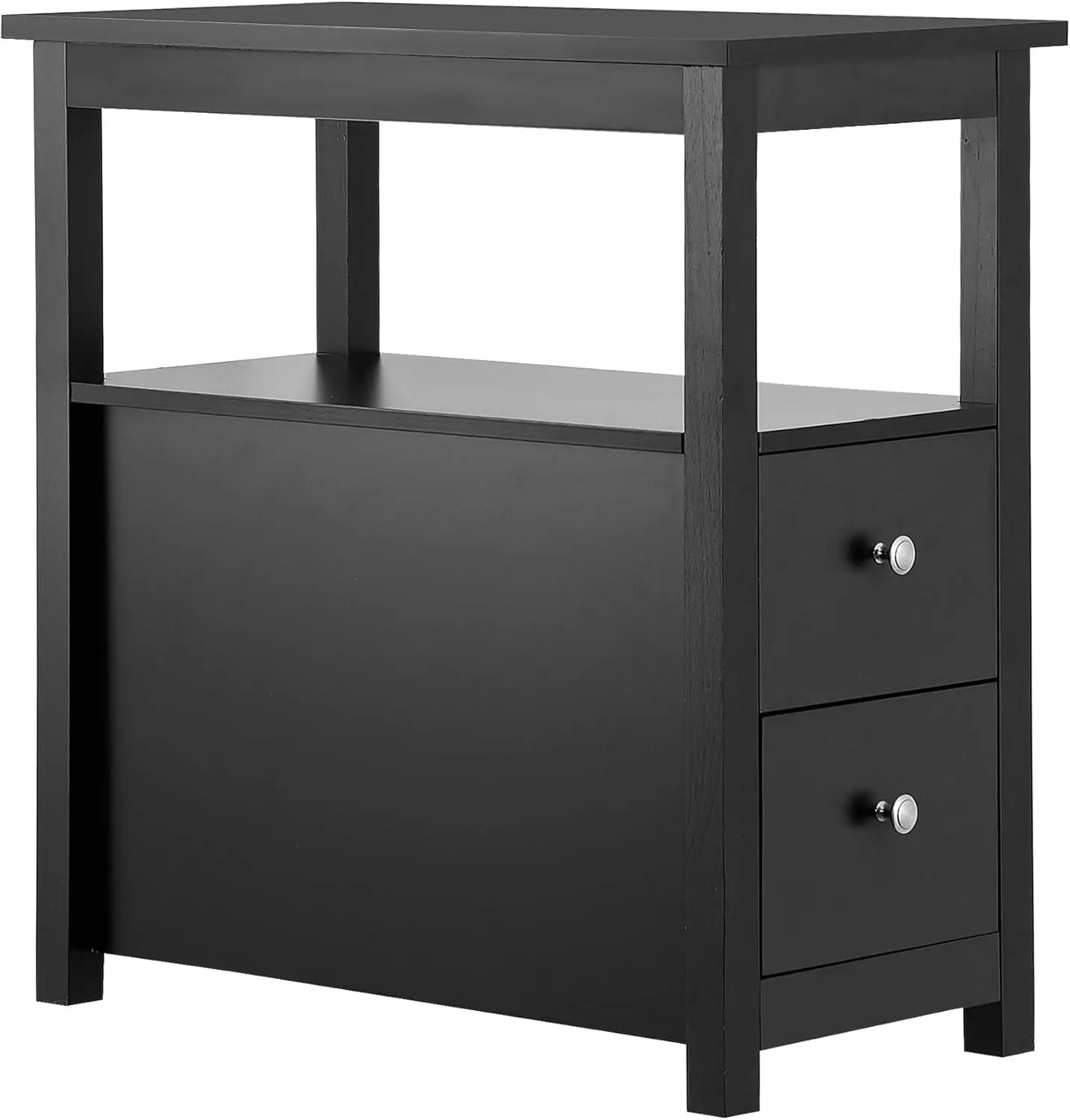 Zeny Narrow End Table Set Of 2 Side Table With Drawer And Open Shelf Sofa Table For Living Room Bedroom, Small Table For