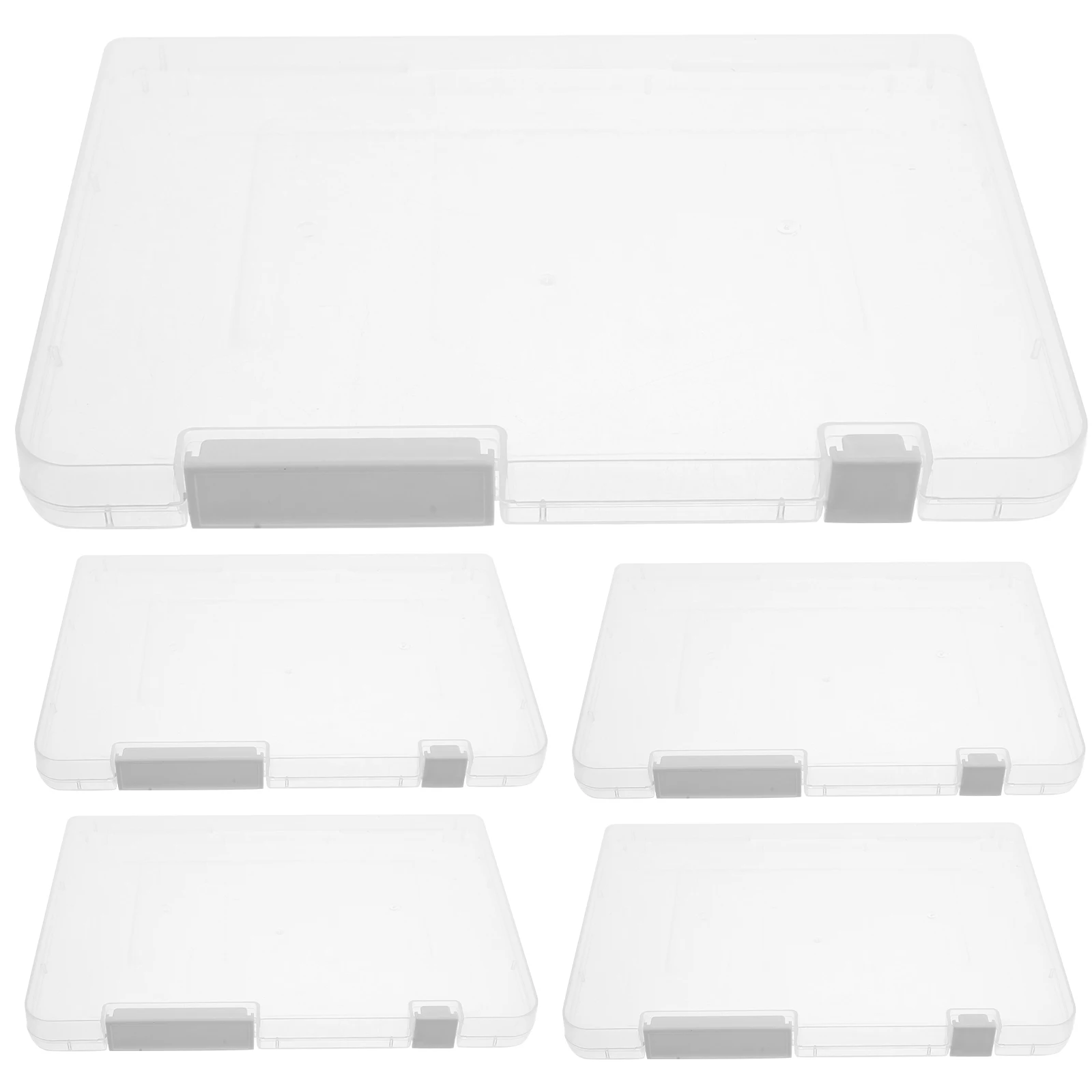 

5 Pcs File Storage Box Transparent Double Latch Plastic Document ganizer Photo Container Card Holder Archives Certificate