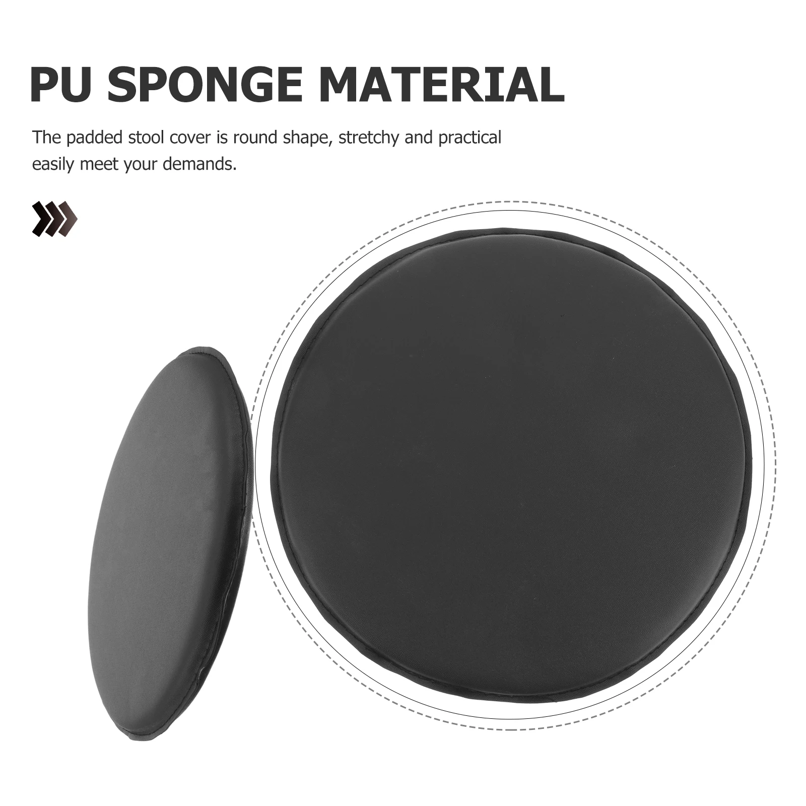 

Round Stool Panel Replacement Seat Black PU Home Bench Dining Kitchen Canteen Bar Stool Pu Seat Easy Clean Practical