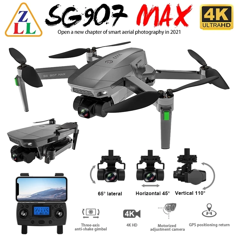 ZLRC SG907 MAX GPS Дрон с 3-осевым шарнирным оптическим потоком 4K камера Квадрокоптер Дрон VS SG907