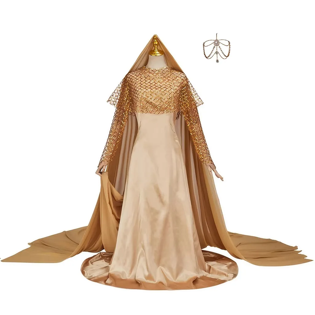 Lady Jessica Cosplay Costume Bene Gesserit Religious Sister Dress Suit Gown With Veil Luxurious Dress for Women Halloween