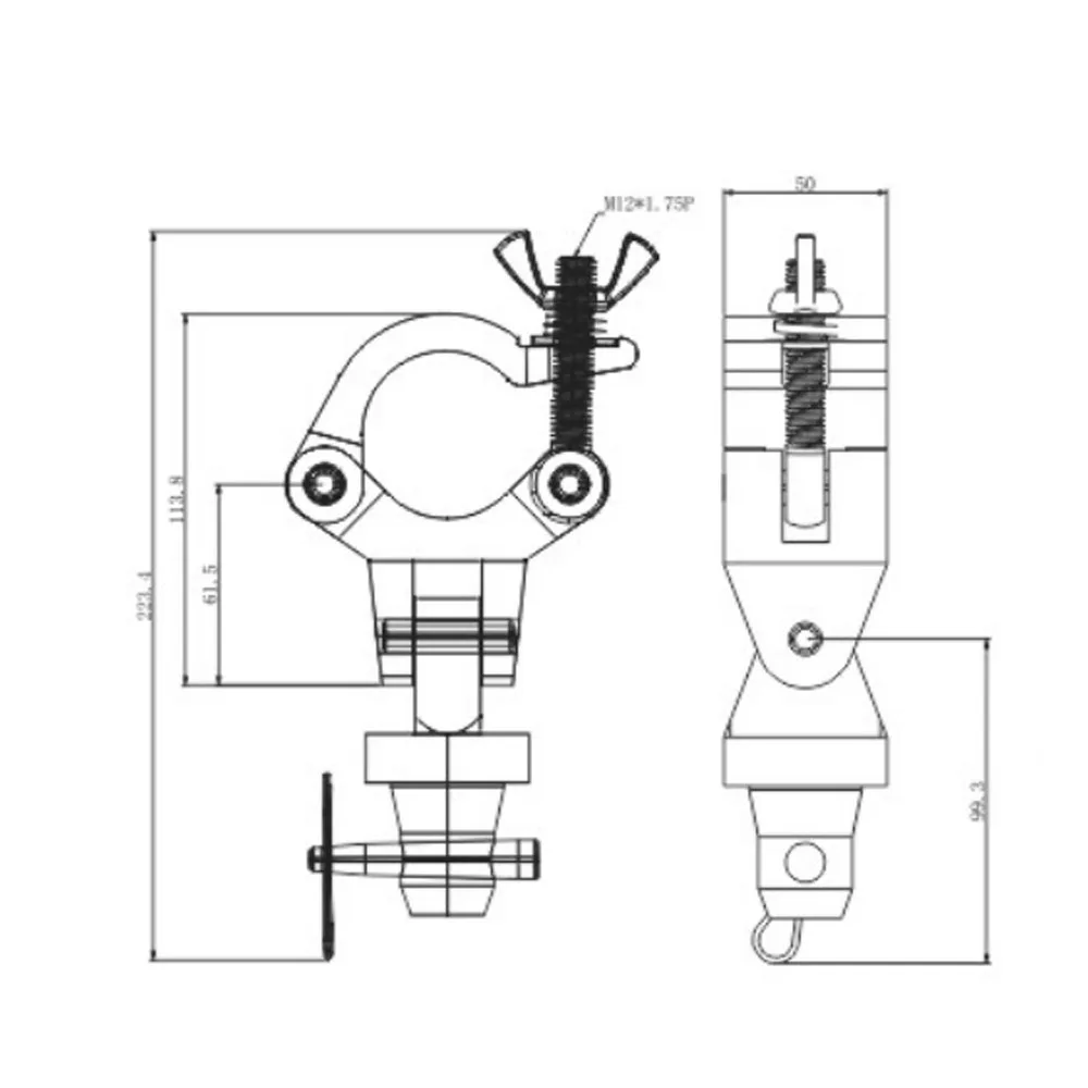 

Соединительный зажим Jacmui для сценического освещения, усиленный, 200 кг, для труб 48-51 мм, алюминиевый крюк